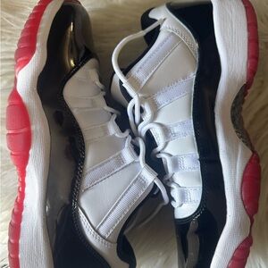Jordan 11 YOUTH Black, White, and Red Sneakers